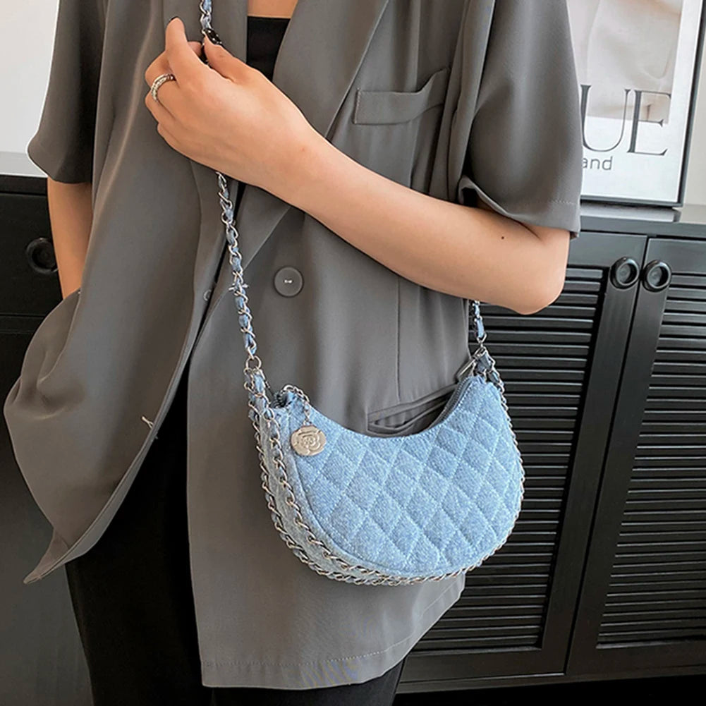 Ella Chic Denim Crescent Bag