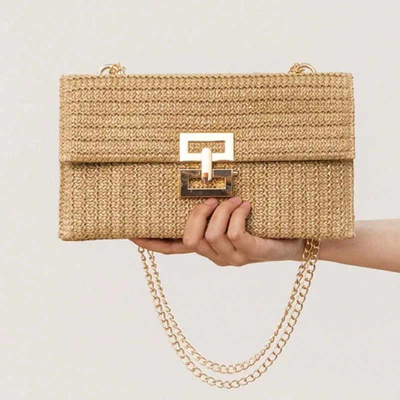 Summer Straw Envelope Bag