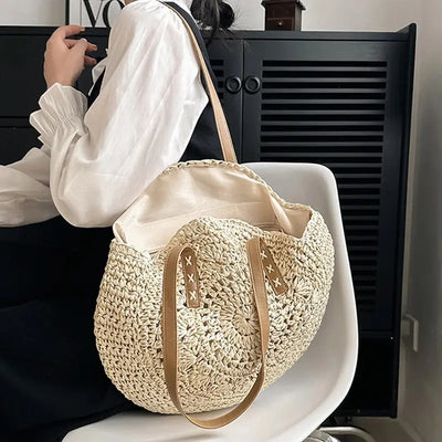 Theo Shoreline Round Straw Tote Bag