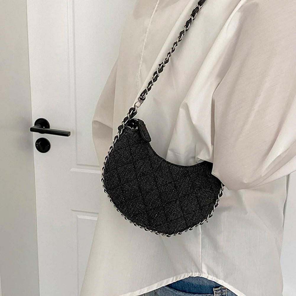 Ella Chic Denim Crescent Bag