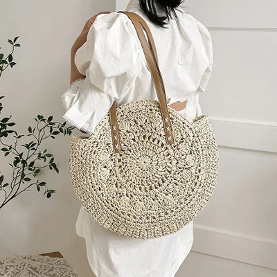 Theo Shoreline Round Straw Tote Bag