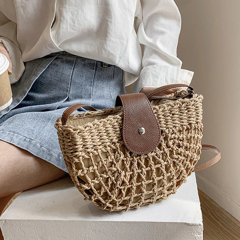 Sofia Semicircle Straw Bag