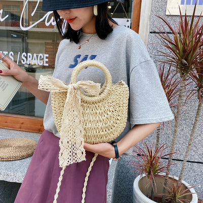 Tamira Scarf Straw Bag