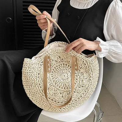 Theo Shoreline Round Straw Tote Bag