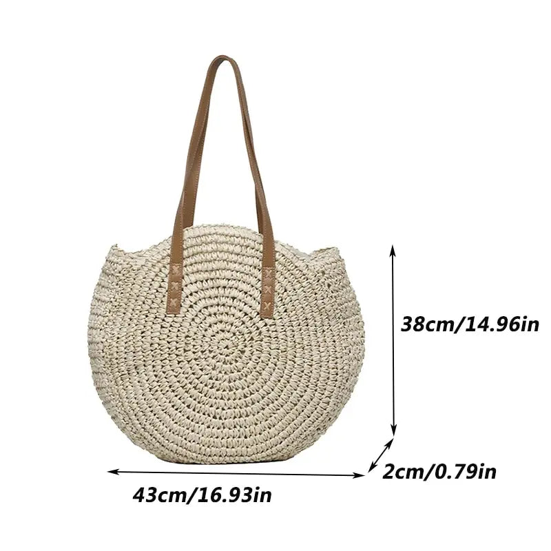 Theo Shoreline Round Straw Tote Bag