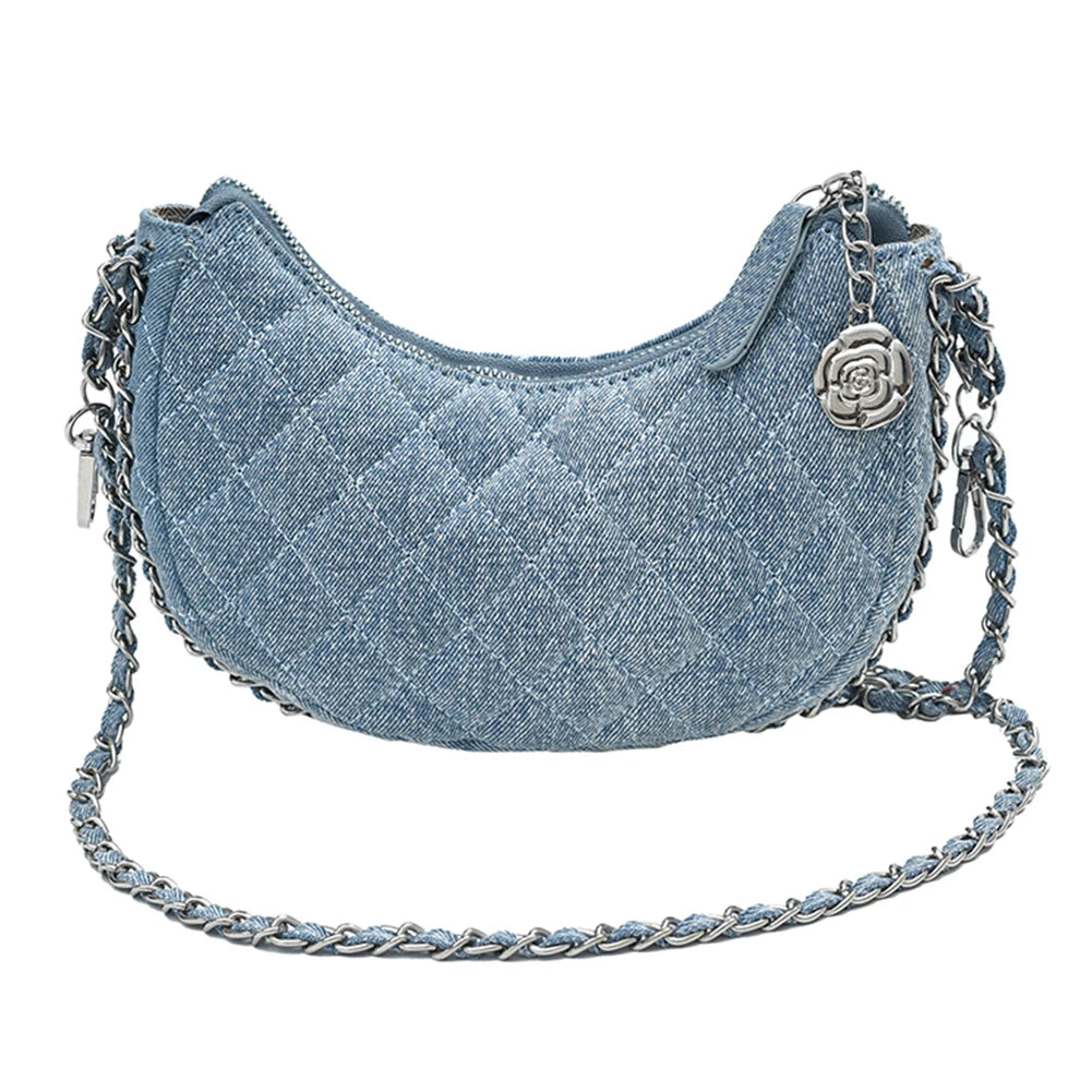 Ella Chic Denim Crescent Bag