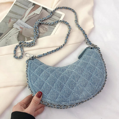 Ella Chic Denim Crescent Bag