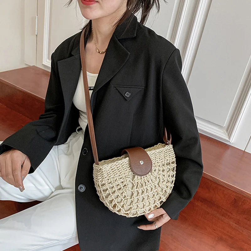 Sofia Semicircle Straw Bag