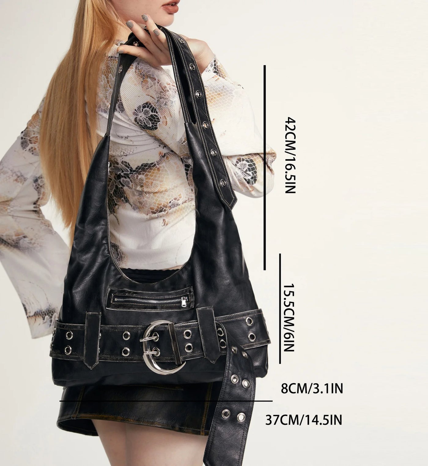 Grunge Rivet Shoulder Bags