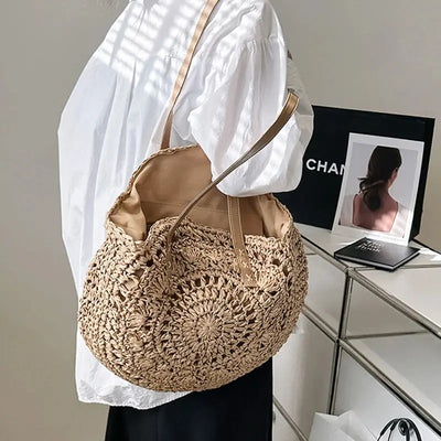 Theo Shoreline Round Straw Tote Bag